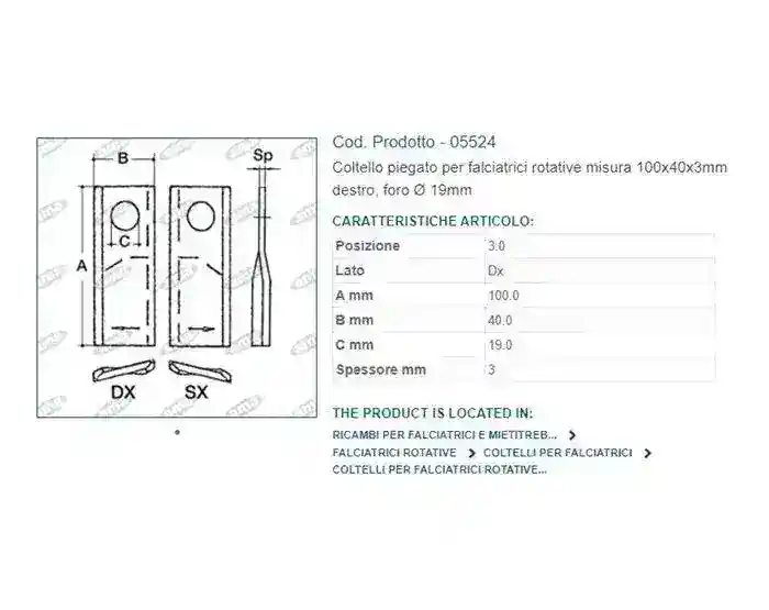 Cutit cositoare ondulat dreapta 100X40X3 mm
